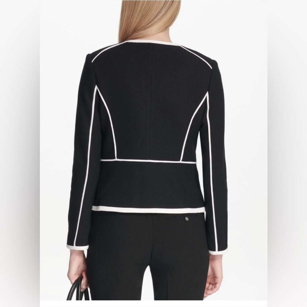 Calvin Klein Women's Contrast Trim Jacket Black Size 4, Black/White, - Picture 2 of 10